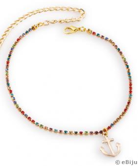 Colier tip choker cu cristale multicolore